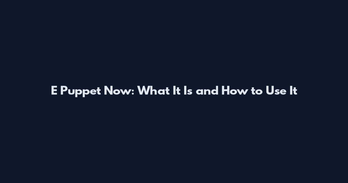 E Puppet Now: What It Is and How to Use It