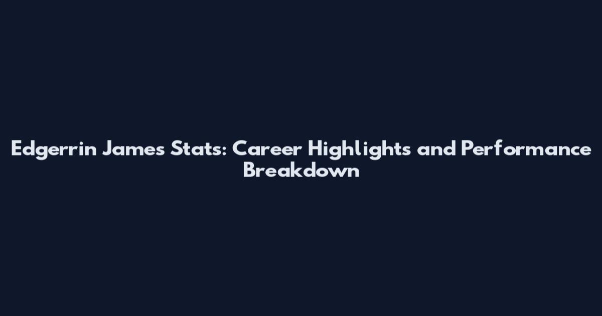 Edgerrin James Stats: Career Highlights and Performance Breakdown