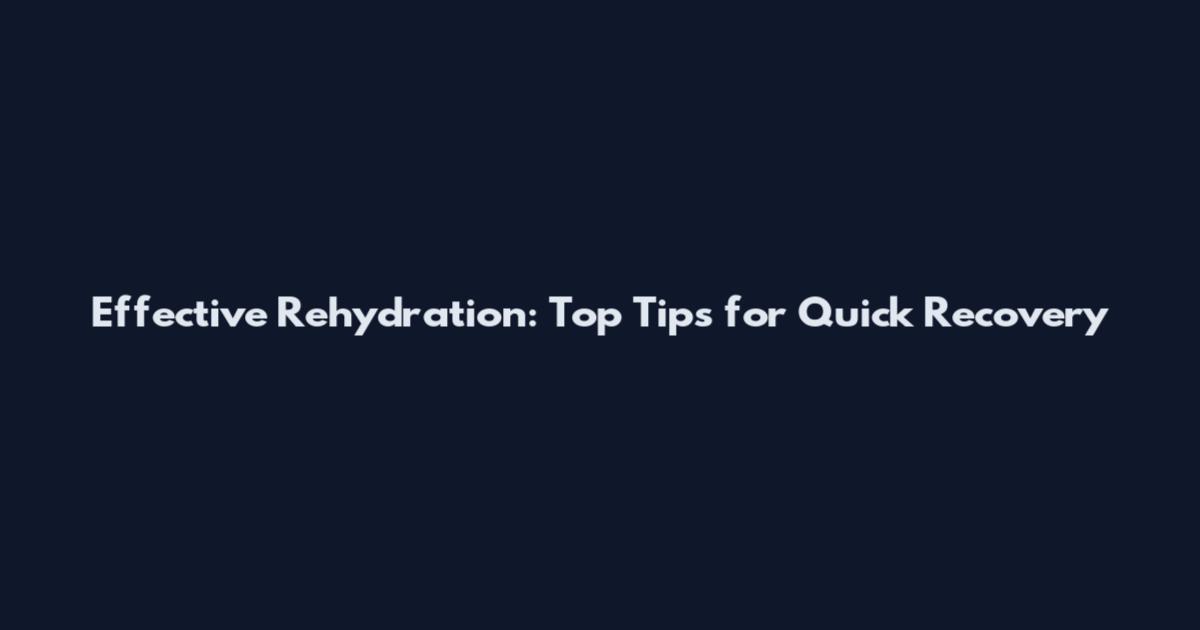 Effective Rehydration: Top Tips for Quick Recovery