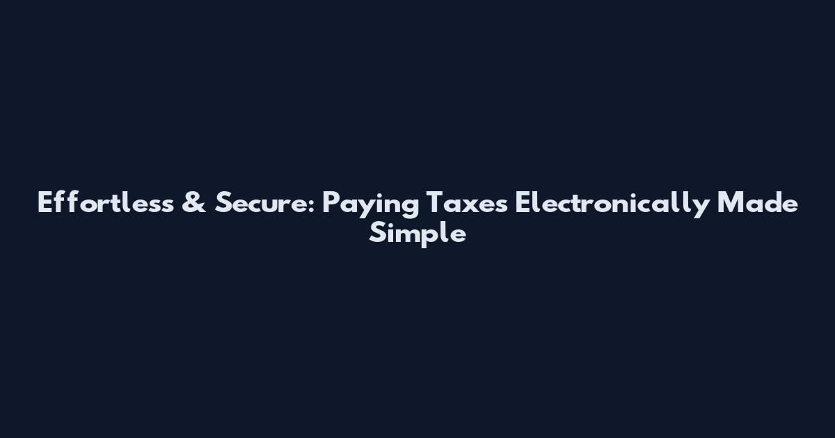 Effortless & Secure: Paying Taxes Electronically Made Simple