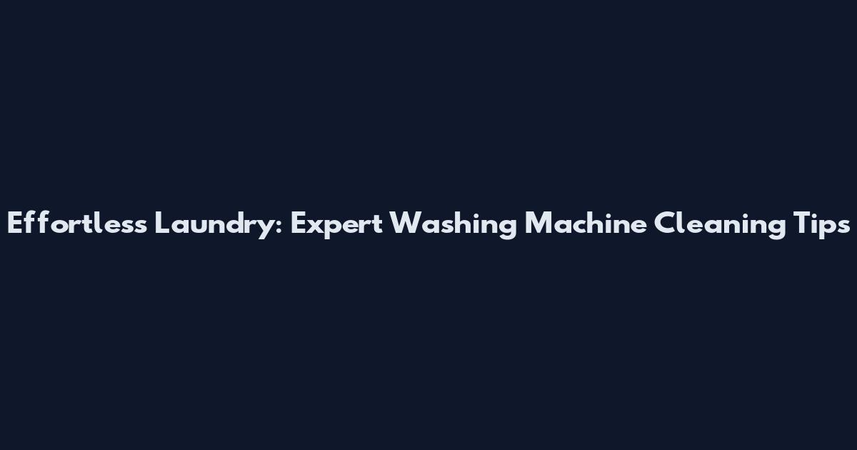 Effortless Laundry: Expert Washing Machine Cleaning Tips