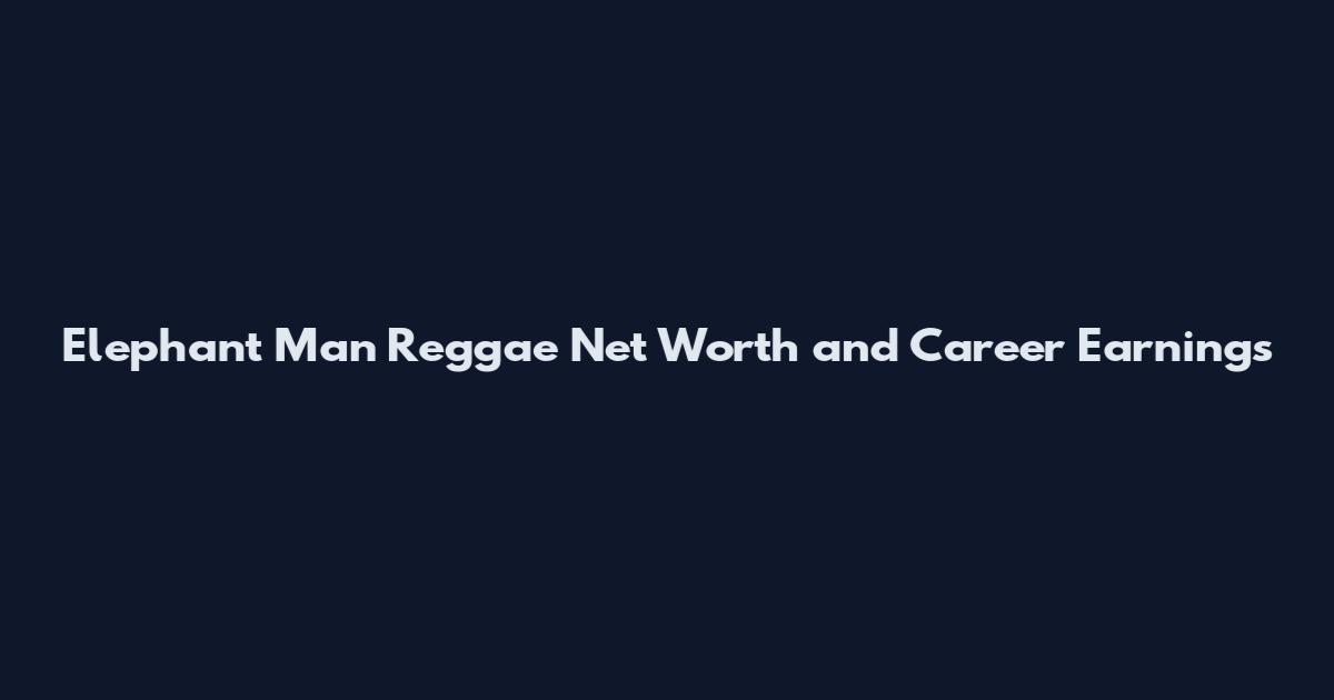 Elephant Man Reggae Net Worth and Career Earnings
