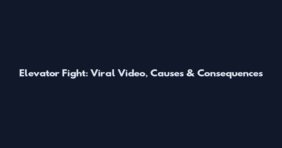 Elevator Fight: Viral Video, Causes & Consequences