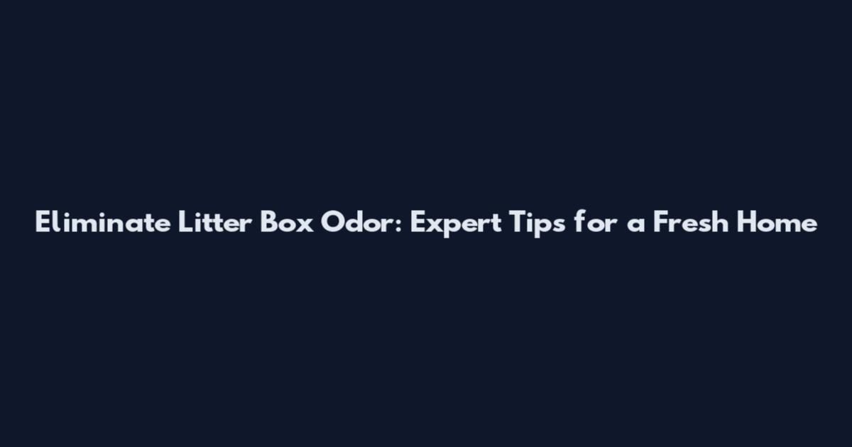 Eliminate Litter Box Odor: Expert Tips for a Fresh Home