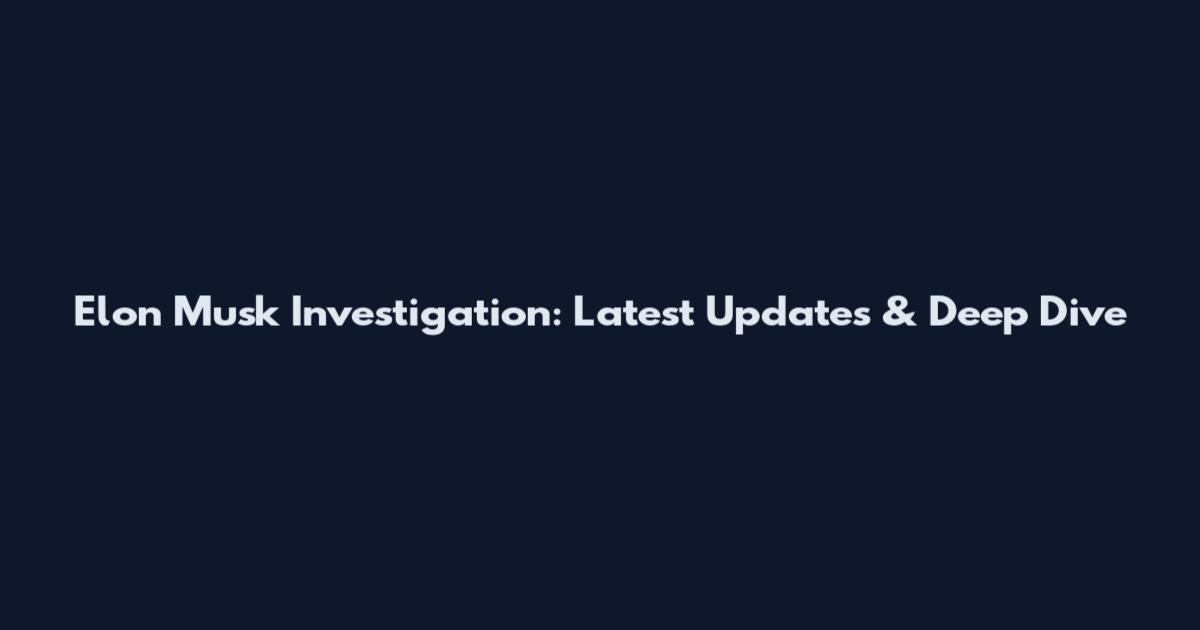 Elon Musk Investigation: Latest Updates & Deep Dive