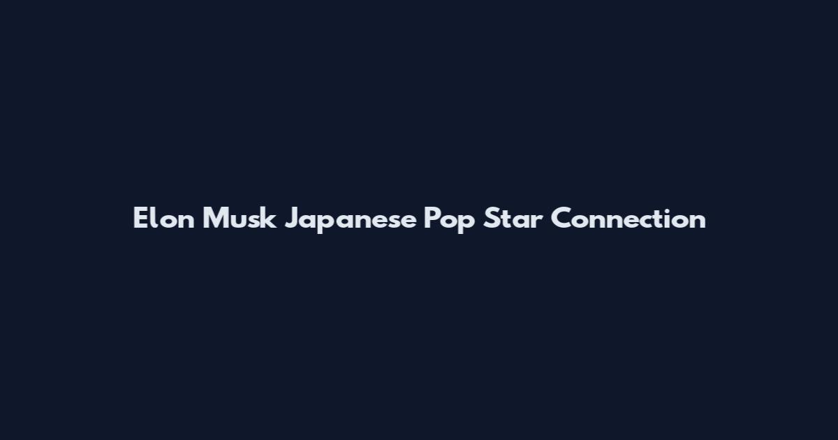 Elon Musk Japanese Pop Star Connection