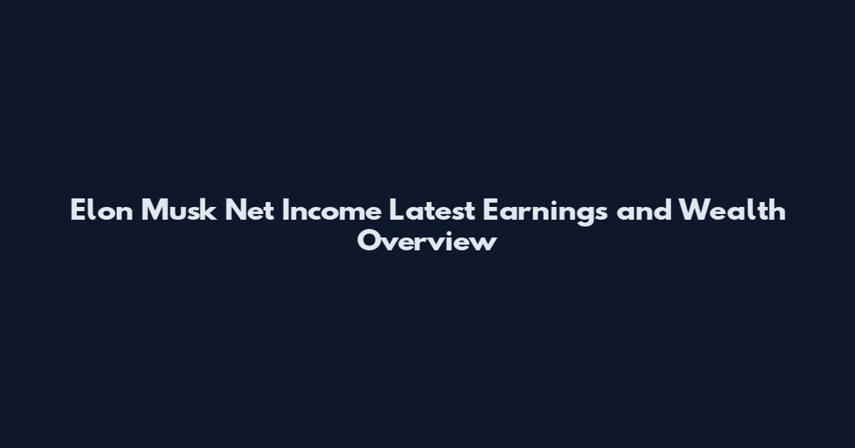 Elon Musk Net Income Latest Earnings and Wealth Overview