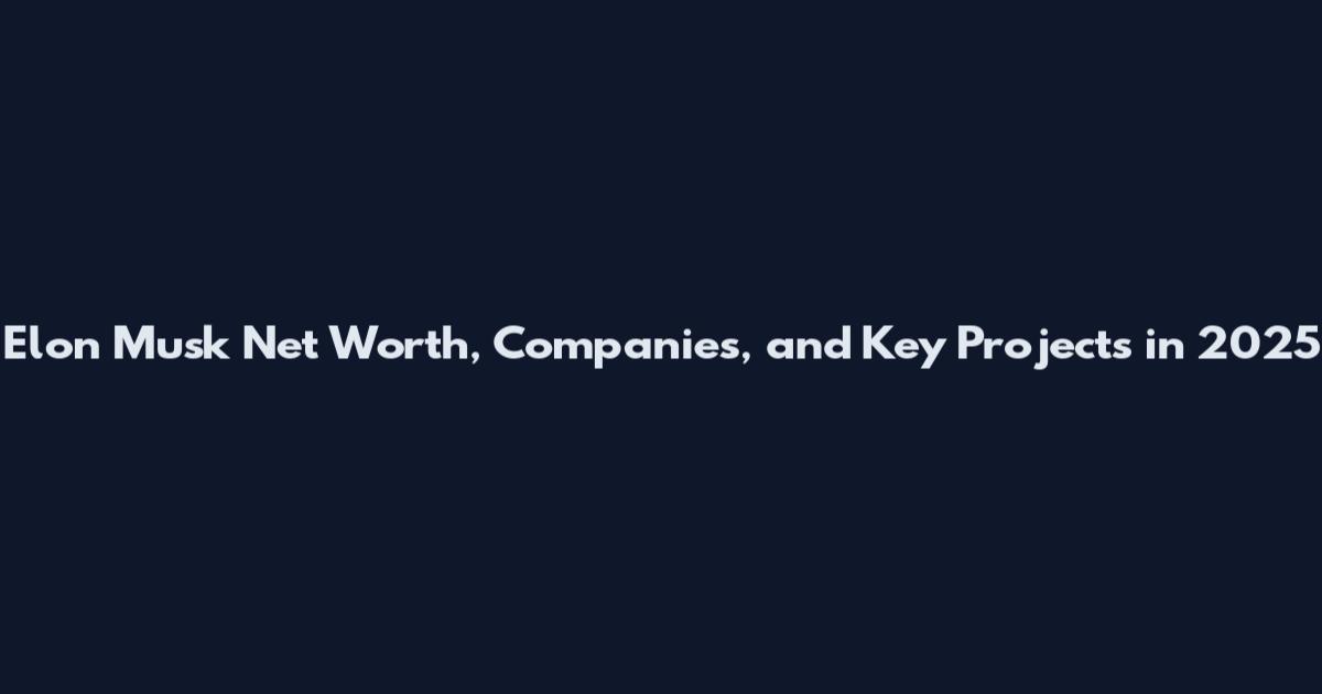 Elon Musk Net Worth, Companies, and Key Projects in 2025