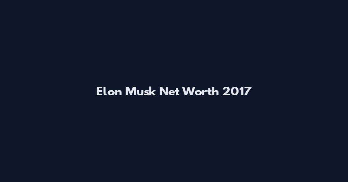 Elon Musk Net Worth 2017