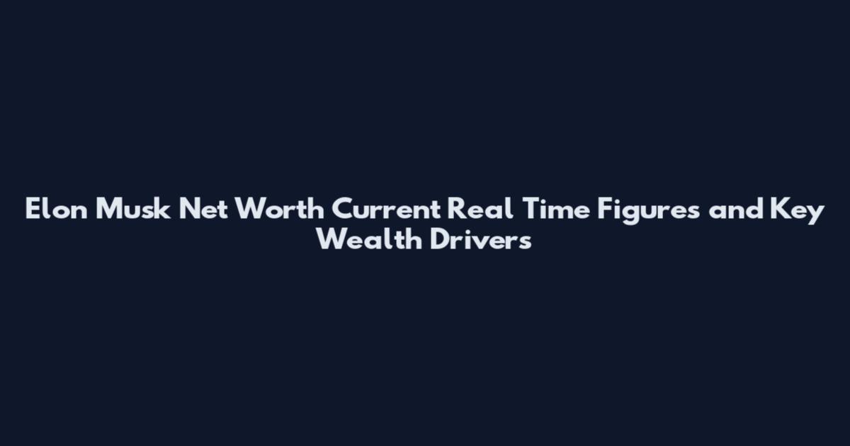 Elon Musk Net Worth Current Real Time Figures and Key Wealth Drivers