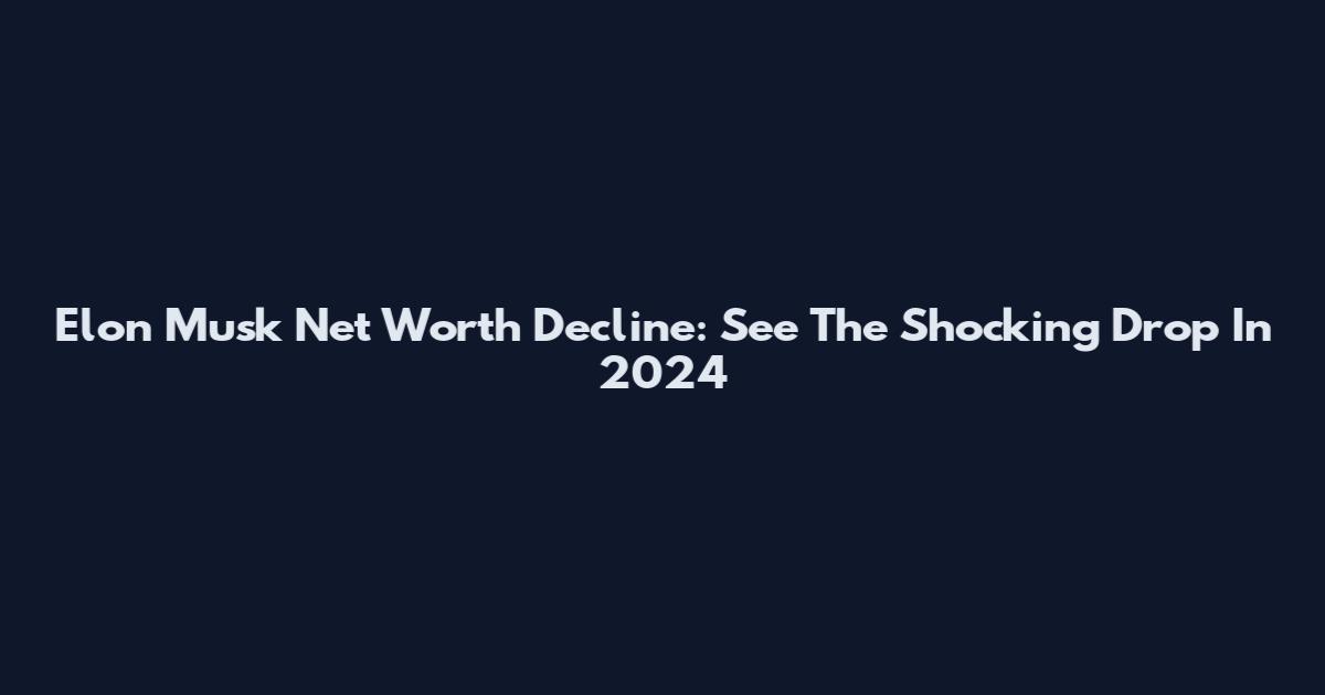 Elon Musk Net Worth Decline: See The Shocking Drop In 2024
