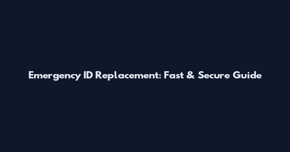 Emergency ID Replacement: Fast & Secure Guide