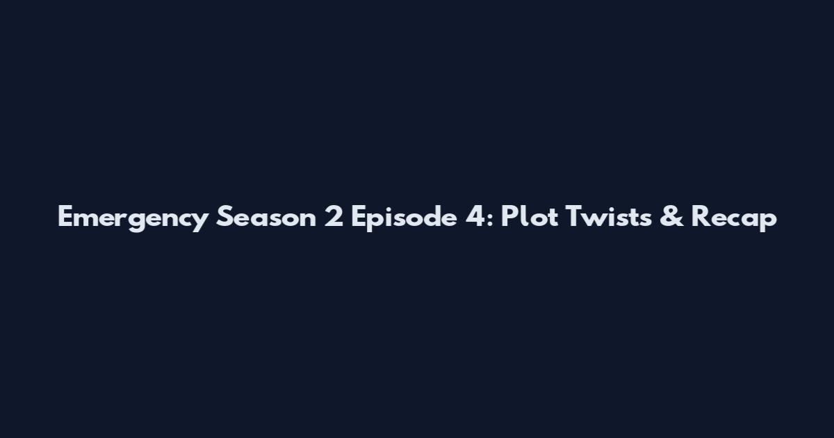 Emergency Season 2 Episode 4: Plot Twists & Recap