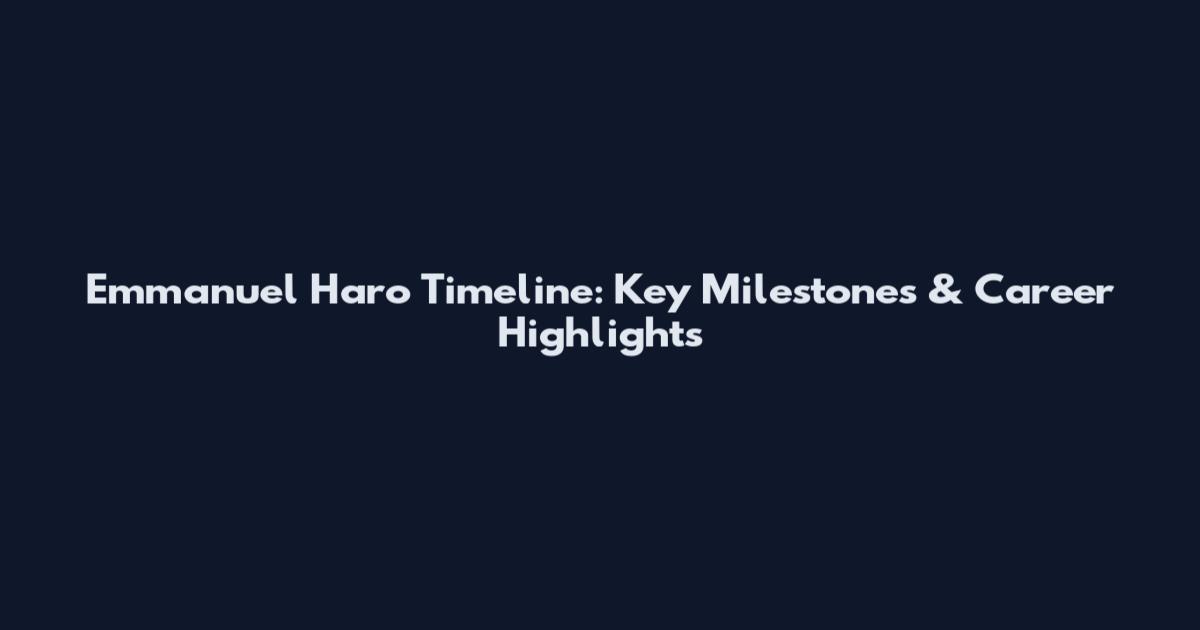 Emmanuel Haro Timeline: Key Milestones & Career Highlights