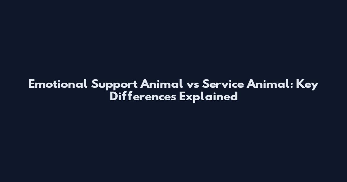 Emotional Support Animal vs Service Animal: Key Differences Explained