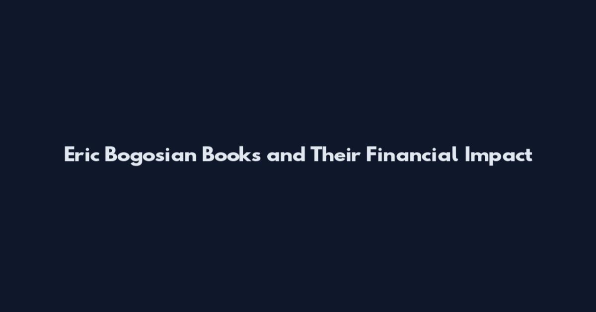 Eric Bogosian Books and Their Financial Impact