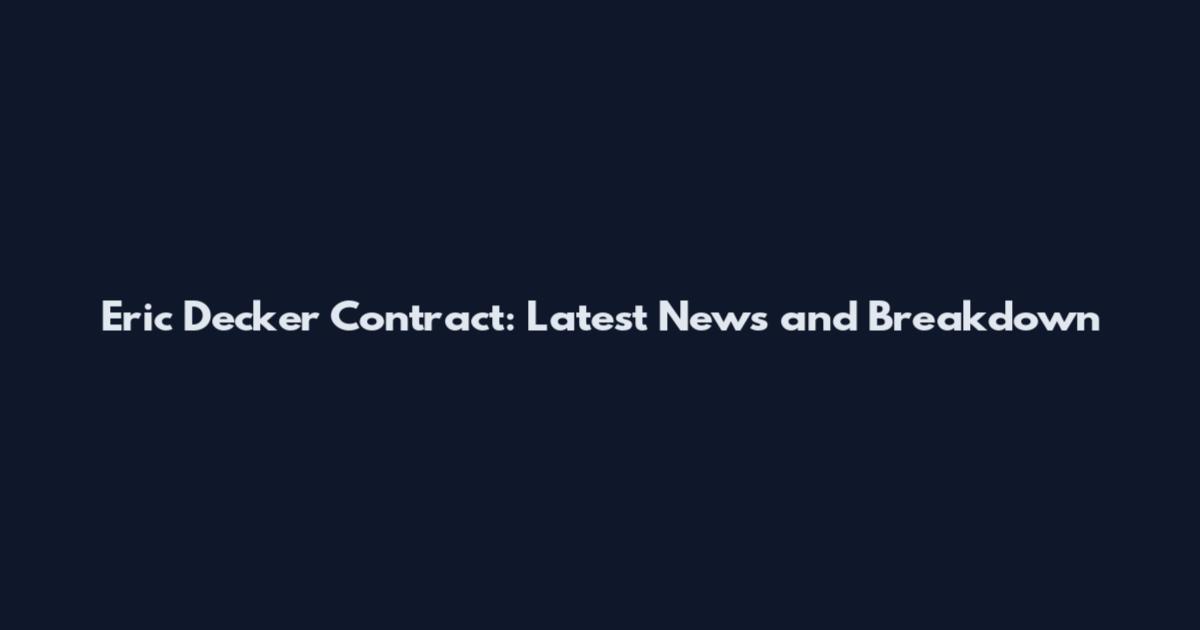 Eric Decker Contract: Latest News and Breakdown