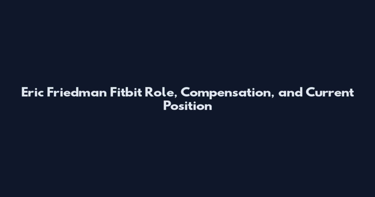 Eric Friedman Fitbit Role, Compensation, and Current Position