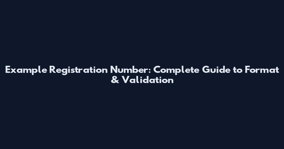 Example Registration Number: Complete Guide to Format & Validation