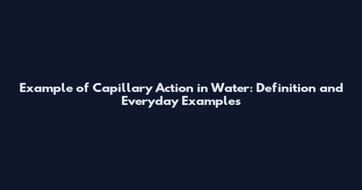 Example of Capillary Action in Water: Definition and Everyday Examples