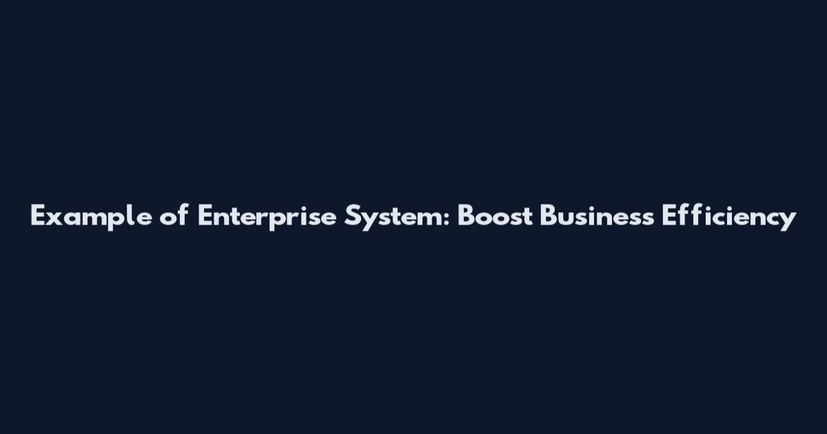 Example of Enterprise System: Boost Business Efficiency