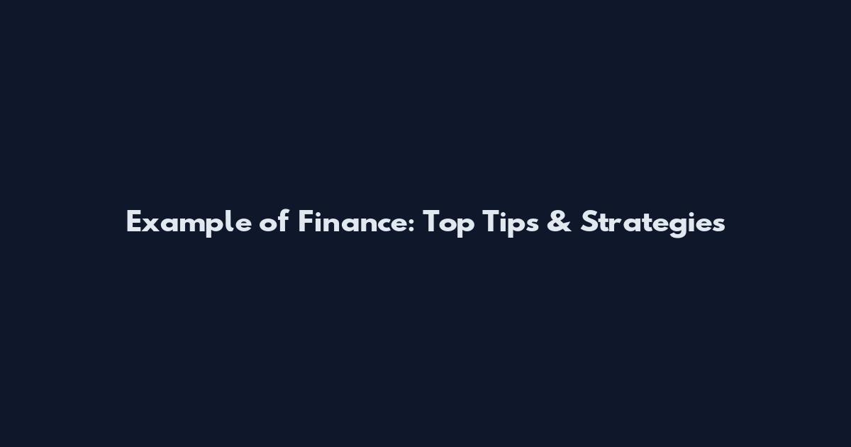Example of Finance: Top Tips & Strategies