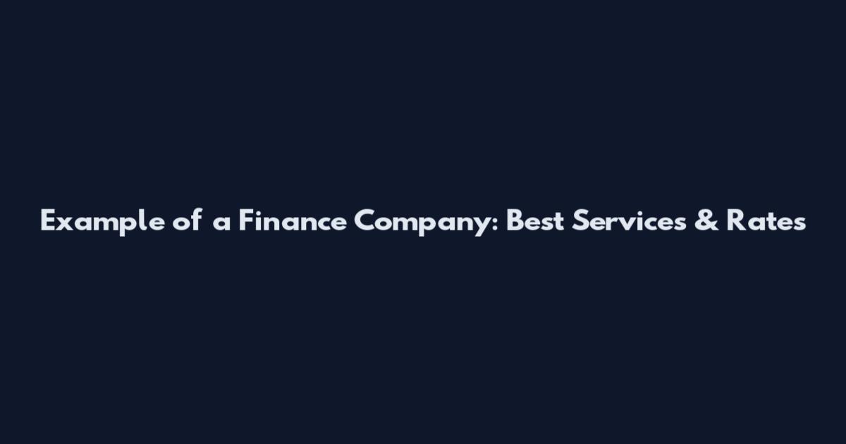 Example of a Finance Company: Best Services & Rates
