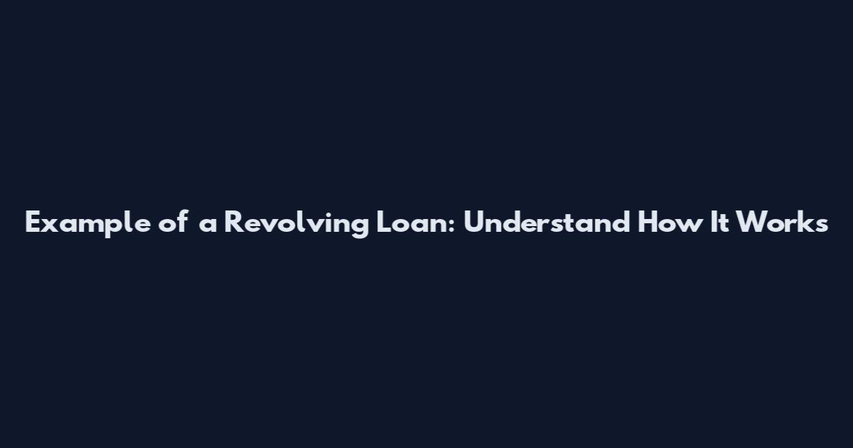 Example of a Revolving Loan: Understand How It Works