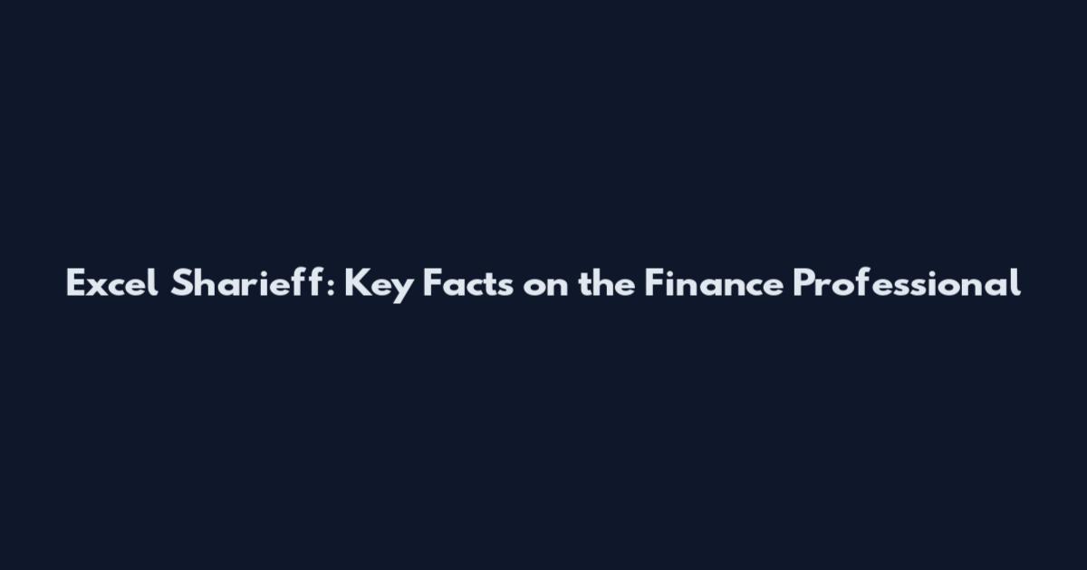 Excel Sharieff: Key Facts on the Finance Professional