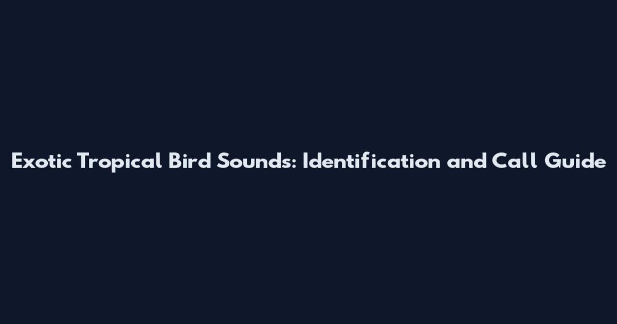 Exotic Tropical Bird Sounds: Identification and Call Guide