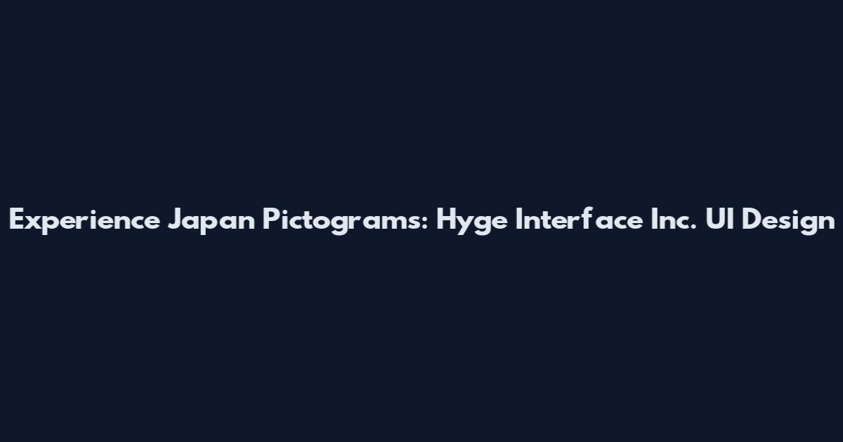 Experience Japan Pictograms: Hyge Interface Inc. UI Design