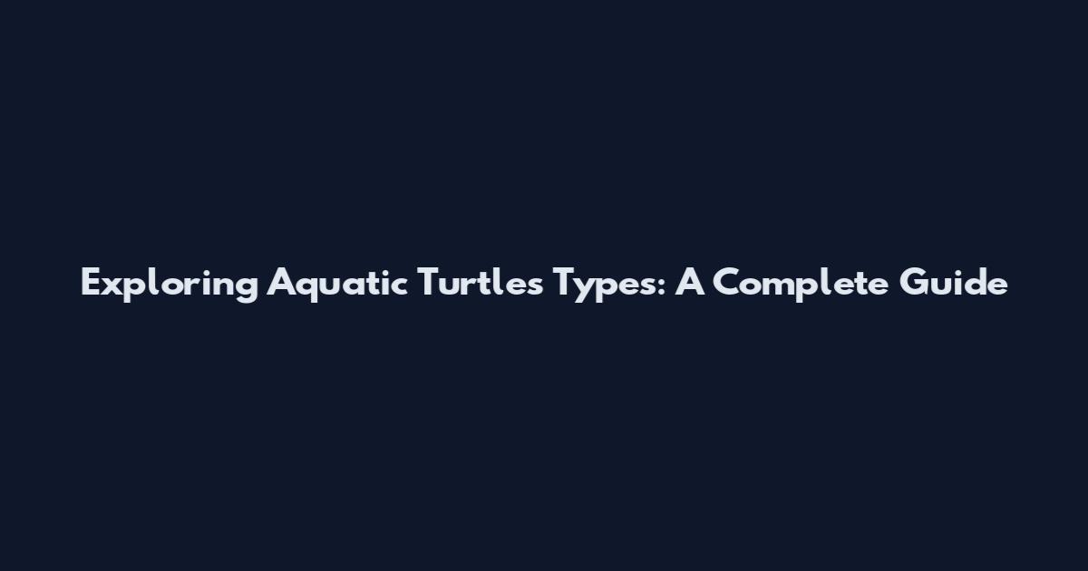Exploring Aquatic Turtles Types: A Complete Guide