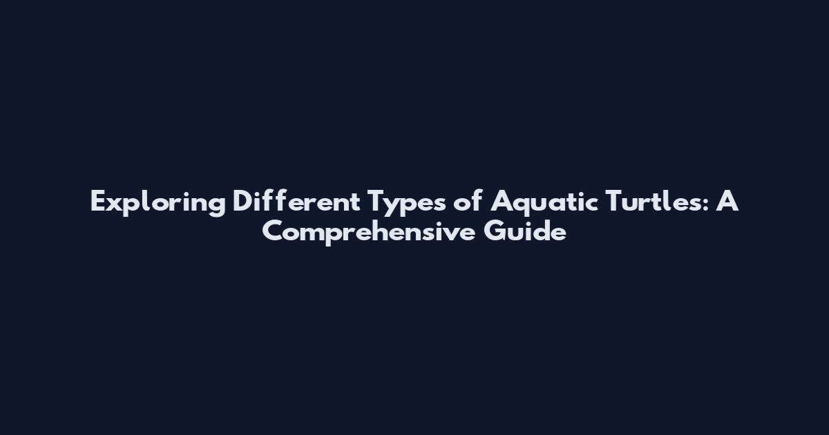 Exploring Different Types of Aquatic Turtles: A Comprehensive Guide