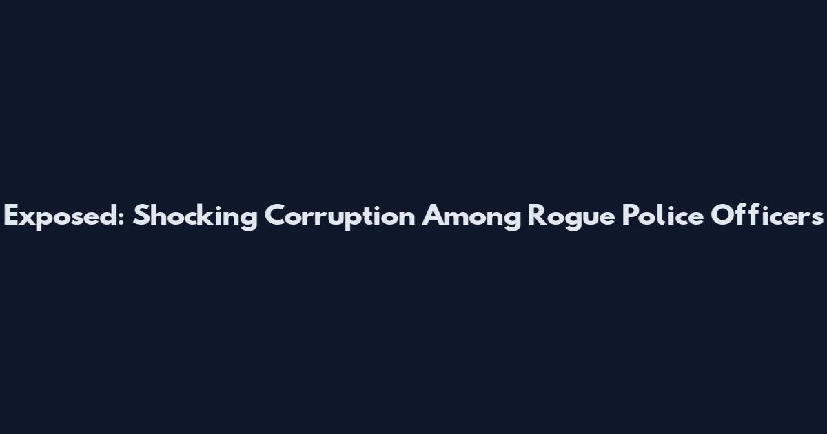 Exposed: Shocking Corruption Among Rogue Police Officers