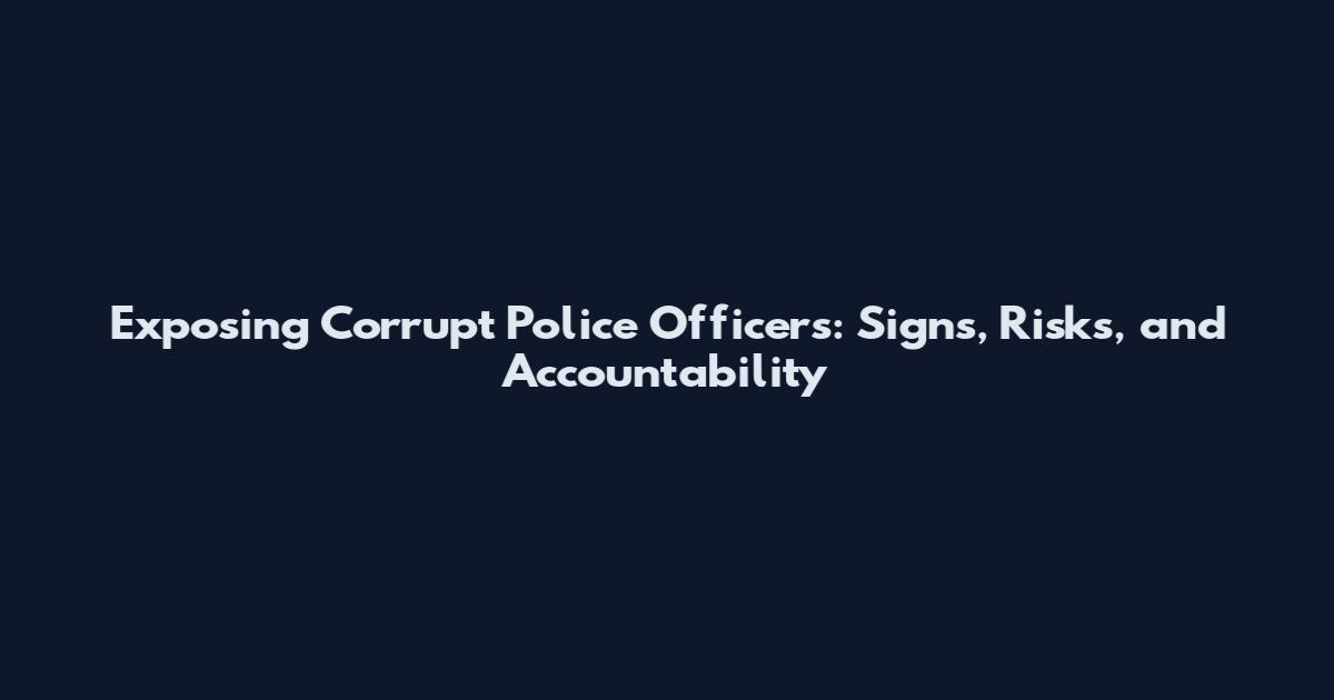 Exposing Corrupt Police Officers: Signs, Risks, and Accountability