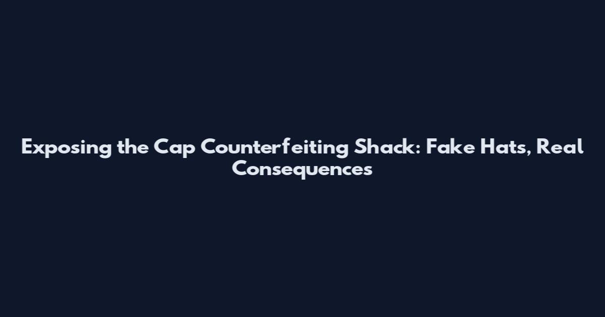 Exposing the Cap Counterfeiting Shack: Fake Hats, Real Consequences