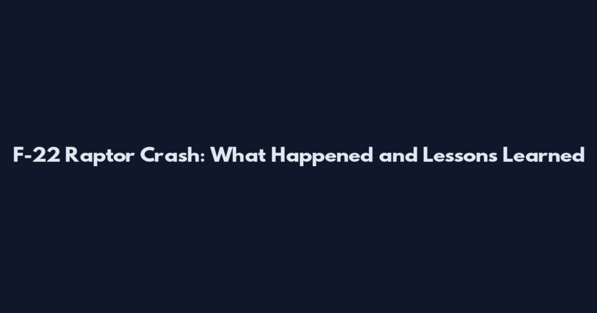 F-22 Raptor Crash: What Happened and Lessons Learned