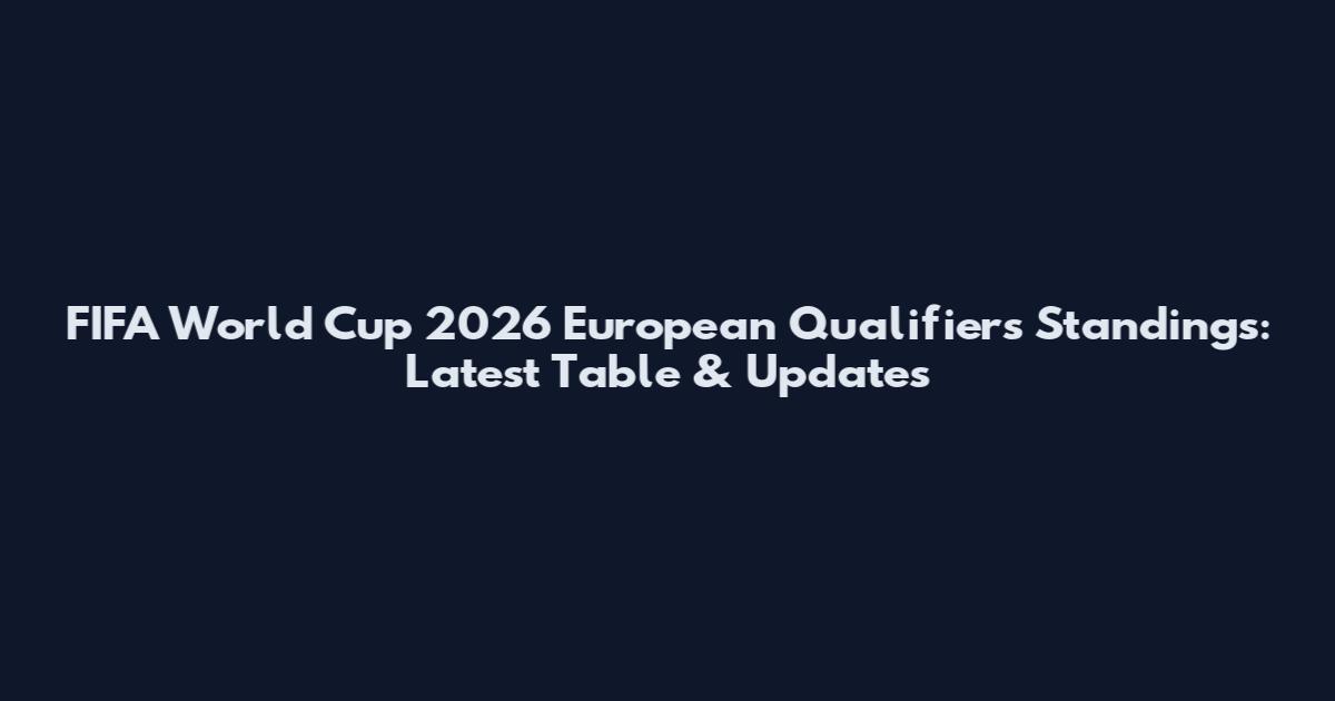 FIFA World Cup 2026 European Qualifiers Standings: Latest Table & Updates