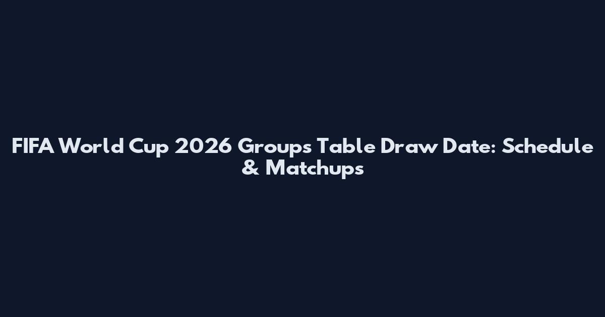 FIFA World Cup 2026 Groups Table Draw Date: Schedule & Matchups