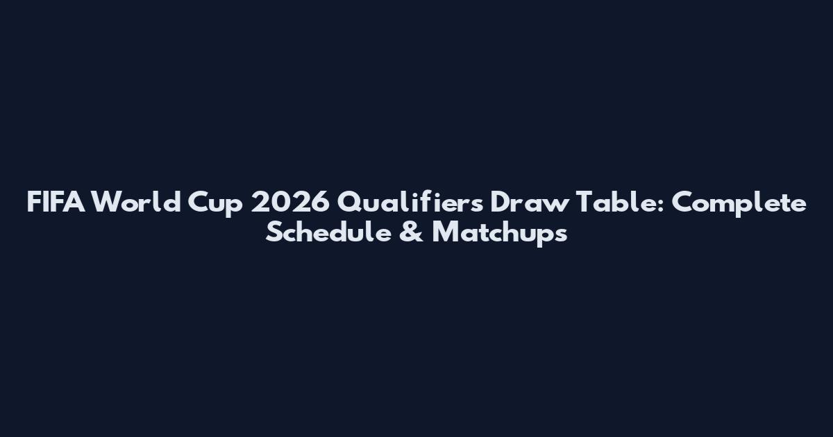 FIFA World Cup 2026 Qualifiers Draw Table: Complete Schedule & Matchups
