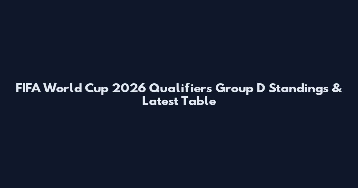 FIFA World Cup 2026 Qualifiers Group D Standings & Latest Table