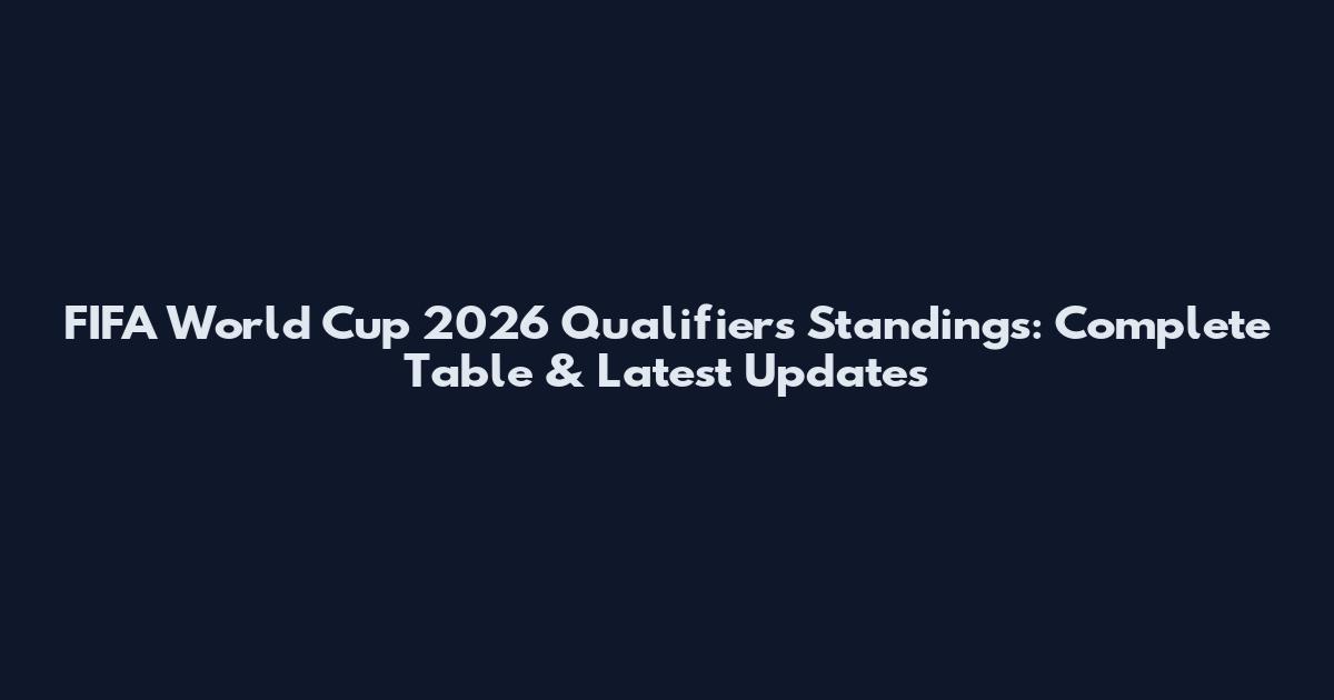 FIFA World Cup 2026 Qualifiers Standings: Complete Table & Latest Updates