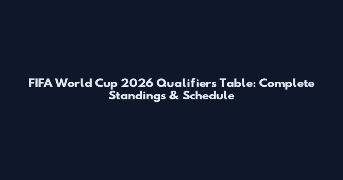 FIFA World Cup 2026 Qualifiers Table: Complete Standings & Schedule