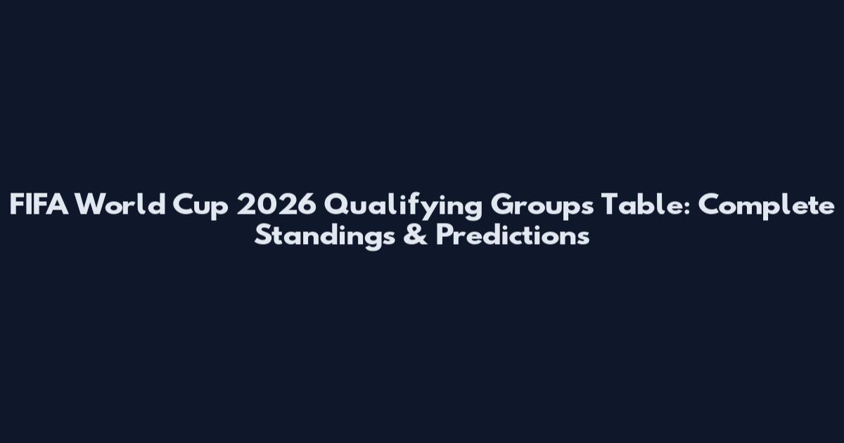 FIFA World Cup 2026 Qualifying Groups Table: Complete Standings & Predictions