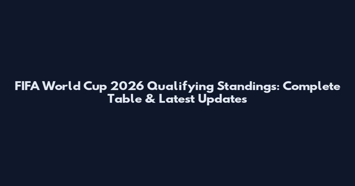 FIFA World Cup 2026 Qualifying Standings: Complete Table & Latest Updates