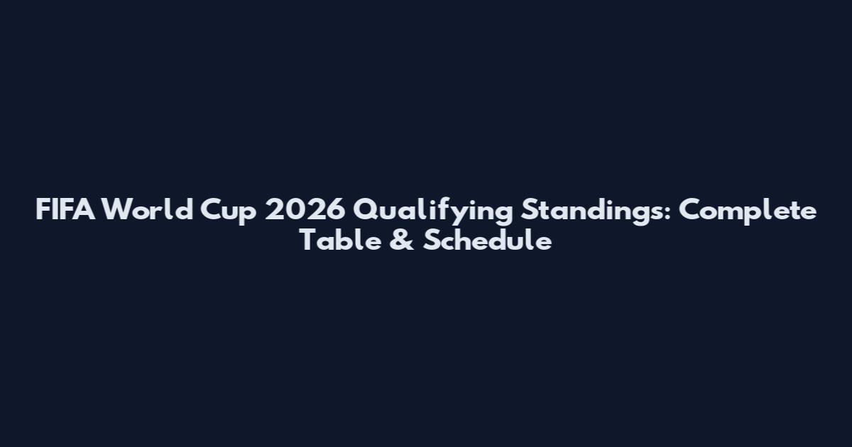FIFA World Cup 2026 Qualifying Standings: Complete Table & Schedule
