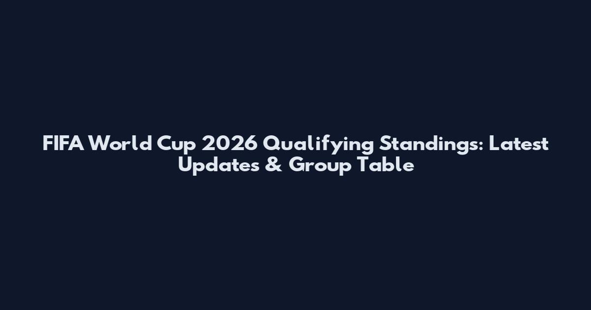 FIFA World Cup 2026 Qualifying Standings: Latest Updates & Group Table