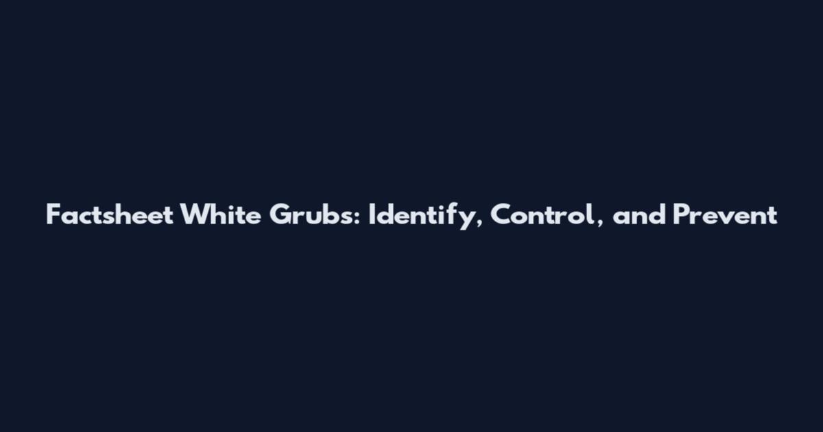 Factsheet White Grubs: Identify, Control, and Prevent