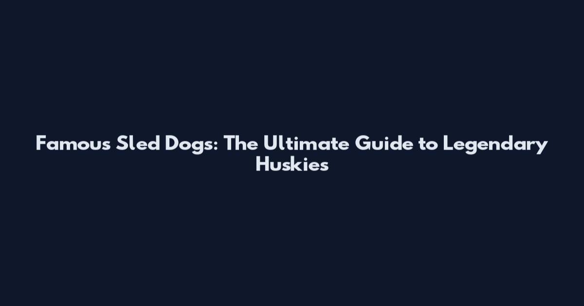Famous Sled Dogs: The Ultimate Guide to Legendary Huskies