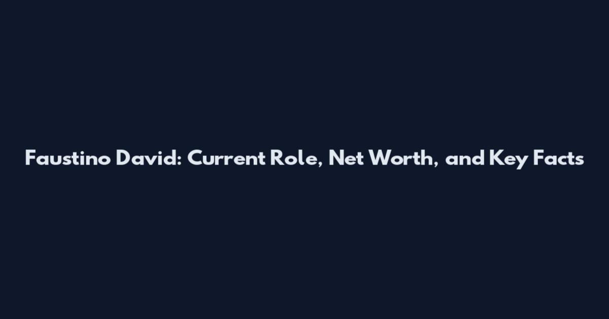 Faustino David: Current Role, Net Worth, and Key Facts